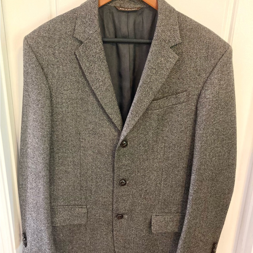 Gray/Black/White Herringbone Men's Blazer